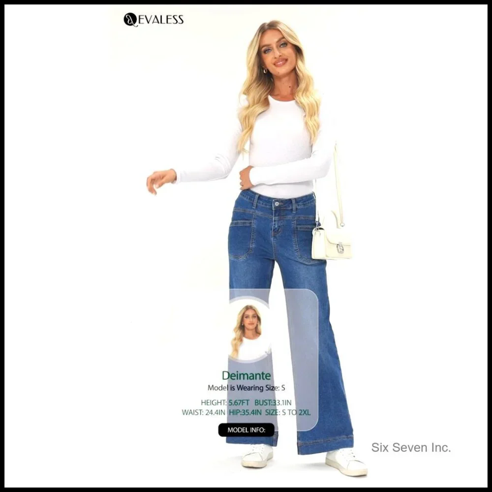 Wide Leg Bootcut Jeans High Waisted Stretchy Denim Trendy Y2K Chic
